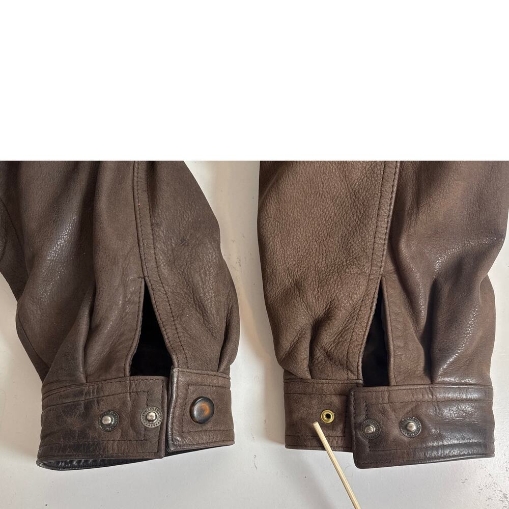 Members Only 100% Leather Bomber Jacket Brown Mens XL Full Zip Vintage VTG 90s - Picture 8 of 13